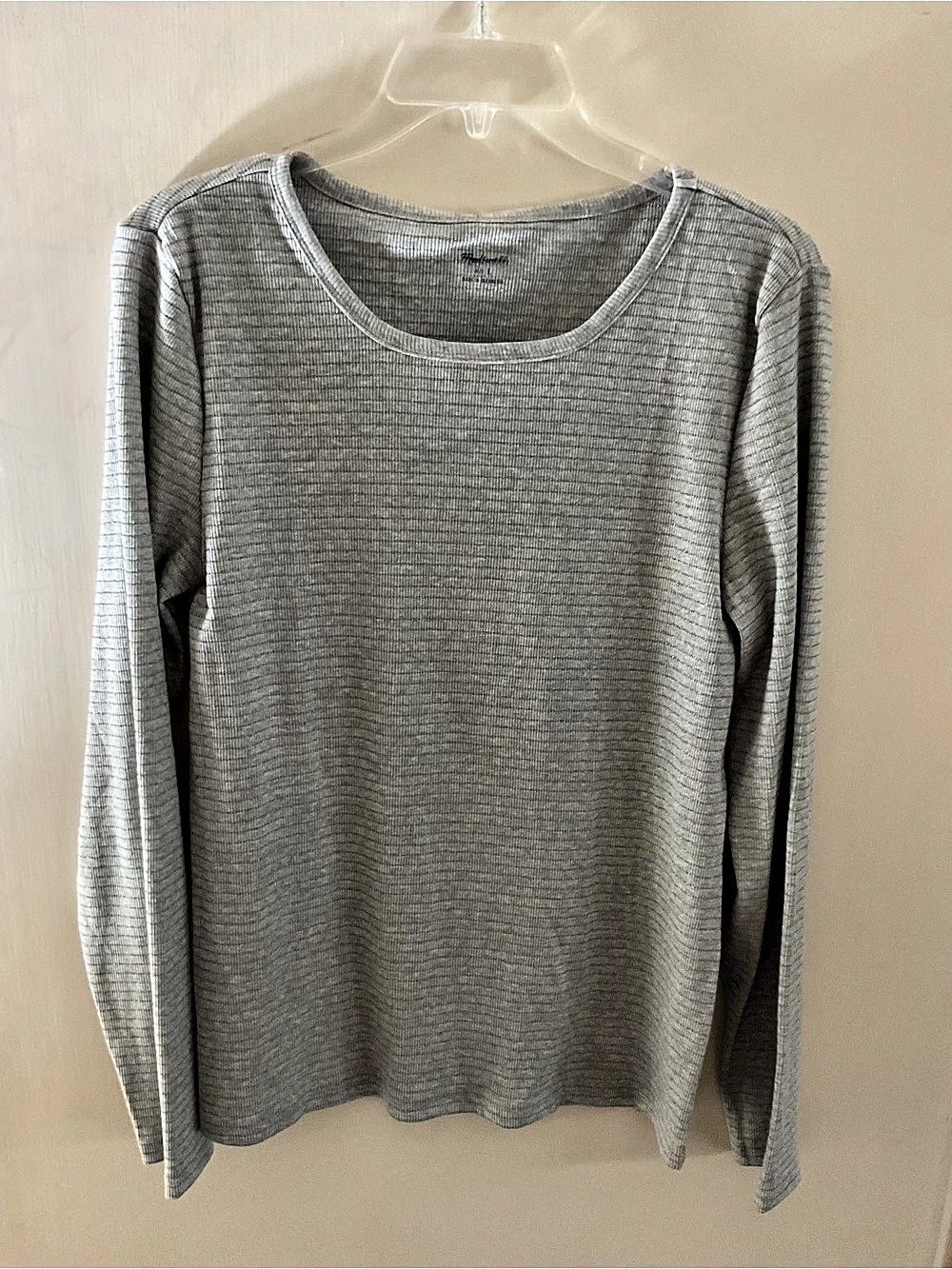 Madewell Ribbed Silver Striped Long Sleeve Top